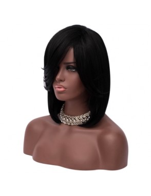 Medium Side Part Straight Feathered Bob Synthetic Wig