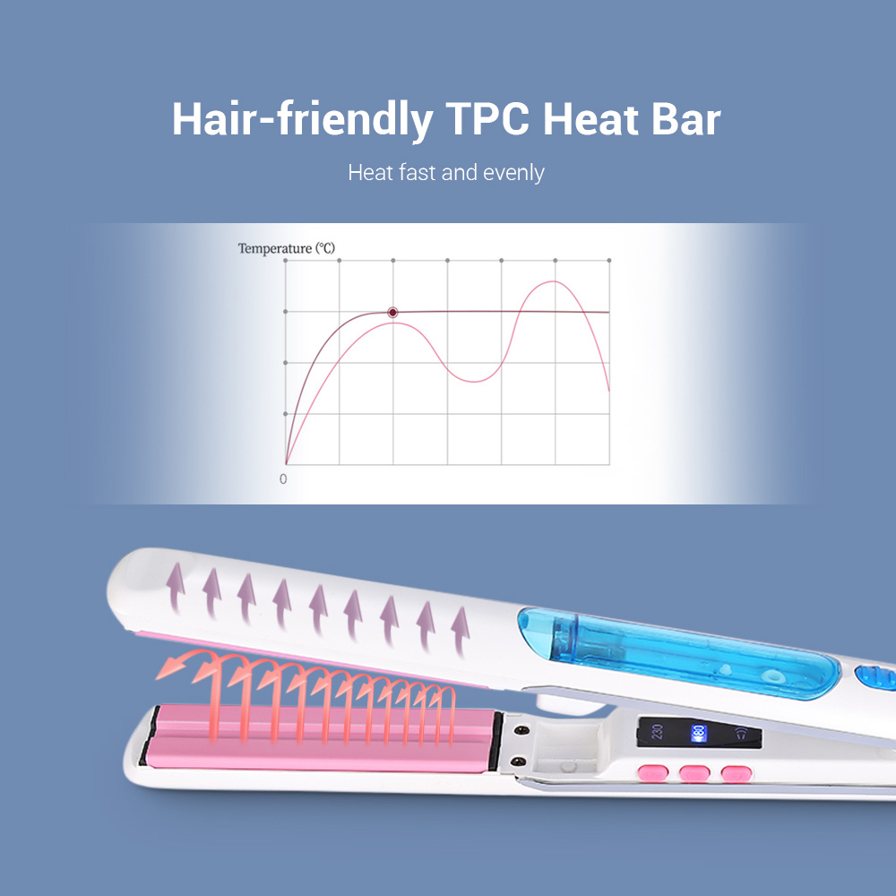 Guowei GW - 7622 Straightener Hair Flat Iron Steam Moisture Loop Accurate Temperature Control